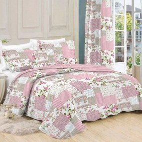 Κουβερλί Σετ 3τμχ White-Pink 345 Dim Double 220x240cm 100% Cotton Percale