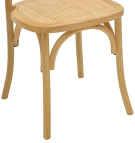 Καρέκλα Karley φυσικό ξύλο οξιάς-έδρα φυσικό rattan 48x52x89εκ 48x52x89 εκ.