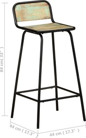 vidaXL Καρέκλες Μπαρ 2 τεμ. από Μασίφ Ανακυκλωμένο Ξύλο