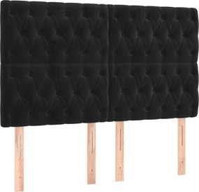 vidaXL Κρεβάτι Boxspring με Στρώμα Μαύρο 140x200 εκ. Βελούδινο