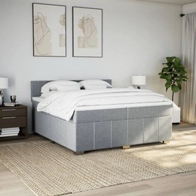 Κρεβάτι Boxspring με Στρώμα Ανοιχτό Γκρι 200x200 εκ. Υφασμάτινο - Γκρι