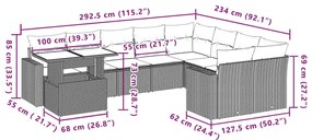 Σετ Καναπέ Κήπου 10 τεμ. Μπεζ Συνθετικό Ρατάν με Μαξιλάρια - Μπεζ