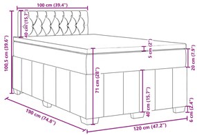 Κρεβάτι Boxspring με Στρώμα Κρεμ 120x190 εκ. Υφασμάτινο - Κρεμ