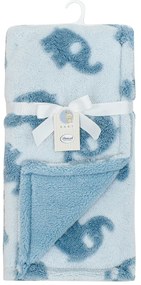Κουβέρτα Fleece Αγκαλιάς (75x100) Με Γουνάκι Dimcol Elephant 08 Sky Blue