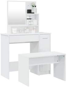 vidaXL Μπουντουάρ Σετ Γυαλιστερό Λευκό 86,5x35x136 εκ.