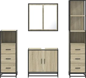 vidaXL Σετ Επίπλων Μπάνιου 4 Τεμαχίων Sonoma Δρυς Επεξεργασμένο Ξύλο