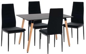 ΣΕΤ ΤΡΑΠΕΖΑΡΙΑΣ 5ΤΜΧ MINIMAL HM21173 MDF TOP ΜΑΥΡΟ-ΒΕΛΟΥΔΟ &amp; ΜΕΤΑΛΛΟ ΜΑΥΡΟ