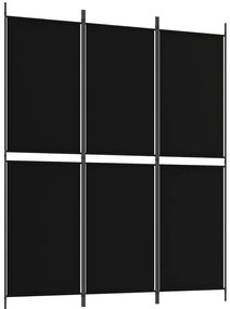 vidaXL Διαχωριστικό Δωματίου με 3 Πάνελ Μαύρο 150 x 180 εκ. Υφασμάτινο