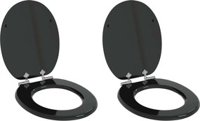 vidaXL Μαλακή κλειστή λεκάνη 2 pcs Μαύρο 44 x 38 εκ. Πίνακας MDF