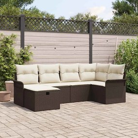 vidaXL Σετ Καναπέ Κήπου 6 pcs Καφέ και κρεμ 242.5 x 132.5 x 85 εκ.