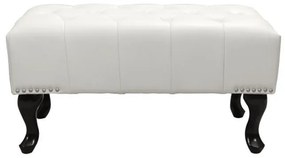 Tambour Footstool T.chesterfield Emma  PU white matte 80χ46χ42cm