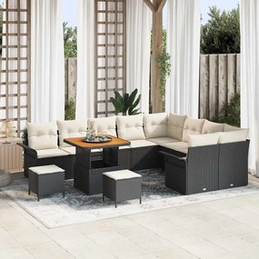 vidaXL Σετ Καναπέ Κήπου 12 pcs Μαύρο, Κρέμα 80 x 80 x 71 cm
