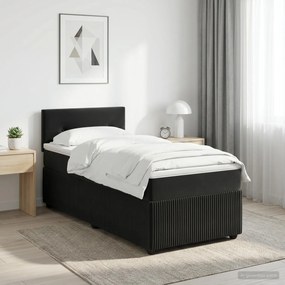 vidaXL Κρεβάτι box spring με στρώμα Μαύρο 90 x 200 cm Βελούδο