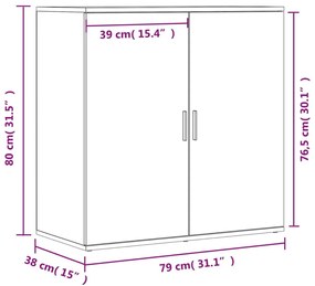 Ραφιέρα Λευκή 79 x 38 x 80 εκ. από Επεξεργασμένο Ξύλο - Λευκό