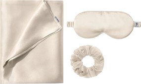 Μεταξωτή Μαξιλαροθήκη + Μάσκα Ύπνου + Scrunchie Feel & Touch Beauty Sleep Champagne