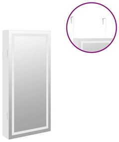Έπιπλο Κοσμημάτων με Καθρέφτη/LED Φώτα Επιτοίχιο Λευκό - Λευκό