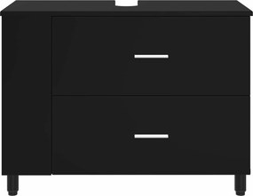 vidaXL Έπιπλο μπάνιου Μαύρο 80 x 35 x 60 cm Επεξεργασμένο Ξύλο