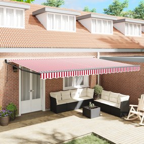 vidaXL Αυτοκόλλητη Ριγέ Τέντα 500x300 cm σε Κόκκινο και Λευκό
