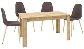 Σετ Τραπεζαρία ArteLibre LORA Sonoma/Καφέ Τραπέζι 140x80x75cm Και 4 Καρέκλες