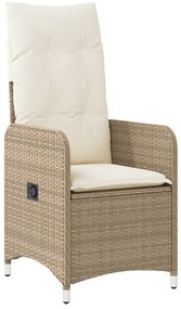 vidaXL 3 σετ τραπεζαρίας κήπου με μαξιλάρια μπεζ Poly Rattan