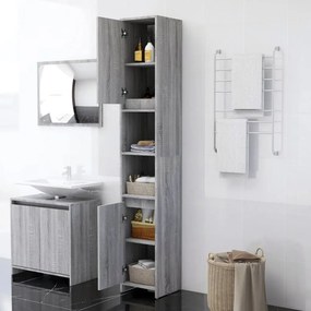 vidaXL Ντουλάπι Μπάνιου Γκρι Sonoma 30x30x183,5 εκ. Επεξεργασμένο Ξύλο