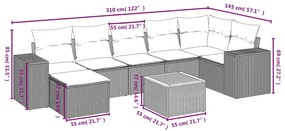 vidaXL Σαλόνι Κήπου Σετ 8 Τεμαχίων Γκρι Συνθετικό Ρατάν με Μαξιλάρια