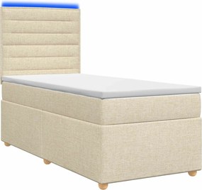 vidaXL Κρεβάτι box spring με στρώμα Κρεμ 90 x 200 cm Ύφασμα