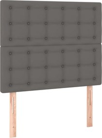 vidaXL Κρεβάτι Boxspring με Στρώμα Γκρι 80 x 200 εκ. Συνθετικό Δέρμα