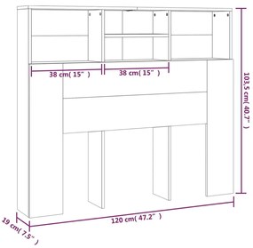 Κεφαλάρι Με Αποθηκευτικό Χώρο Μαύρο 120 x 19 x 103,5 εκ. - Μαύρο