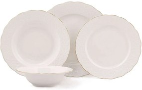 Σερβίτσιο Πιάτα Φαγητού (Σετ 24Τμχ) 710KTP2489 White-Gold Hermia 24 τμχ Πορσελάνη