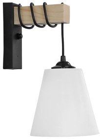 Απλίκα Τοίχου Heronia Wood 31-1225 Black/Natural Wood