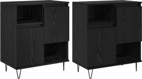 vidaXL Πλαϊνό γραφείο 2 pcs Μαύρη Οξυά 60 x 35 x 70 cm