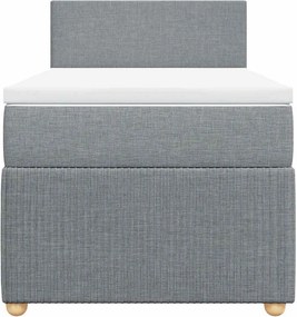 vidaXL Κρεβάτι Boxspring με Στρώμα Ανοιχτό Γκρι 100x200 εκ. Υφασμάτινο