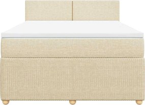 vidaXL Κρεβάτι Boxspring με Στρώμα Κρεμ 140x200 εκ. Υφασμάτινο
