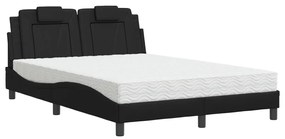 Κρεβάτι με Στρώμα Μαύρο 120 x 200 εκ. Συνθετικό Δέρμα - Μαύρο