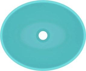 vidaXL Νιπτήρας Πολυτελής Οβάλ Ανοιχτό Πράσινο Ματ 40x33 εκ. Κεραμικός