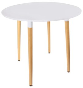 Τραπέζι Snow MDF λευκό και ξύλο οξιάς σε φυσική απόχρωση Φ100x73εκ