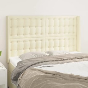 vidaXL Κεφαλάρι με Πτερύγια Κρεμ 147x16x118/128 εκ. Συνθετικό Δέρμα