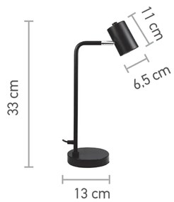 Επιτραπέζιο φωτιστικό σε μαύρο χρώμα 1XGU10 D:33cm (3015-BL)