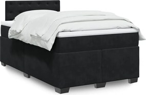 vidaXL Κρεβάτι Boxspring με Στρώμα Μαύρο 120 x 200 εκ. Βελούδινο