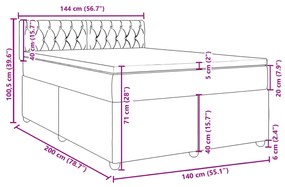 Κρεβάτι Boxspring με Στρώμα Σκούρο Γκρι 140x200 εκ Υφασμάτινο - Γκρι