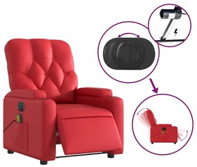 vidaXL Πολυθρόνα Μασάζ Ανακλινόμενη Ηλεκτρική Κόκκινη Συνθετικό Δέρμα