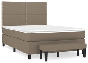 vidaXL Κρεβάτι Boxspring με Στρώμα Taupe 140x200 εκ. Υφασμάτινο