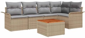 vidaXL Σετ Καναπέ Κήπου 6 pcs Μπεζ Πολυ ράταν