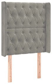 vidaXL Κεφαλάρι με Πτερύγια Ανοιχτό Γκρι 83x16x118/128 εκ. Βελούδινο
