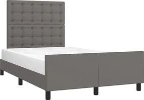 vidaXL Πλαίσιο Κρεβατιού χωρίς στρώμα Γκρι 120x190 εκ.Συνθ. Δέρμα