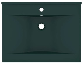 Νιπτήρας με Οπή Βρύσης Σκούρο Πράσινο Ματ 60 x 46 εκ. Κεραμικός - Πράσινο