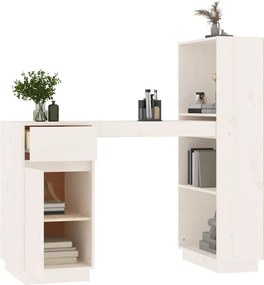 vidaXL Γραφείο Λευκό 110 x 53 x 117 εκ. από Μασίφ Ξύλο Πεύκου