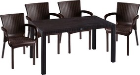 Τραπεζαρία Explore-Festive pakoworld σετ 5τεμ PP καφέ 150x90x73,5εκ