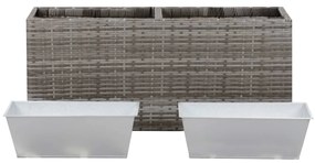 vidaXL Ζαρντινιέρα Υπερυψωμένη 2 Δοχεία Γκρι 90x20x40 εκ. Συνθ.Ρατάν